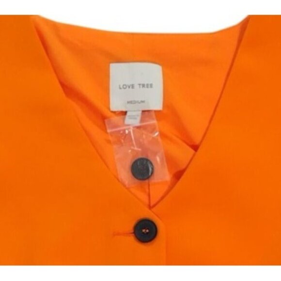 Orange Button-Up Cropped Vest By Love Tree - Medium Size - Womens Fashion Top. - Picture 3 of 6